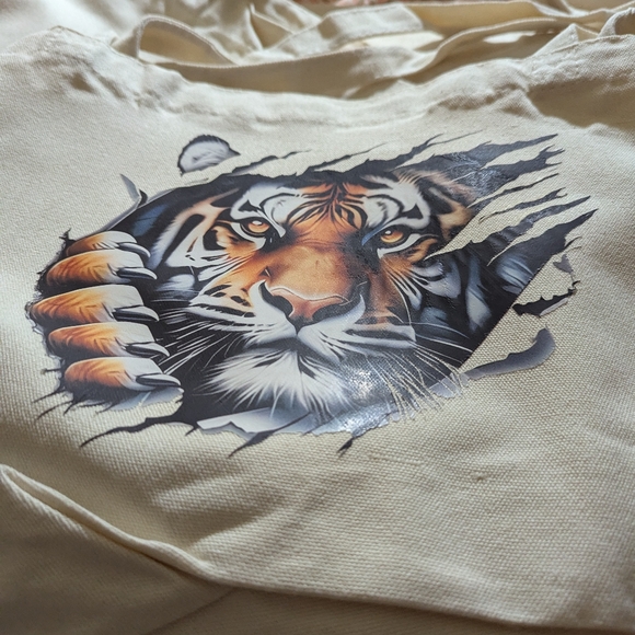 NWT 🔥 handmade cotton canvas 2 pc. tote & pouch BUNDLE: YOU PICK YOUR 🐯TIGER🐯 - Picture 7 of 8